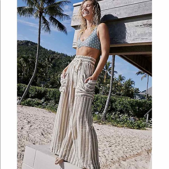 FREE PEOPLE Indigo Combo Wide Leg Beach Pant - Picture 6 of 9